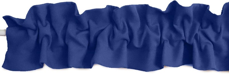 Zen Creative Designs Solid Poplin Sleeve Topper Window Valance Top Bottom Ruffle Home Décor Bedroom Nursery Kitchen Window (58" Wide x 5" Tall, Navy) - Image 1